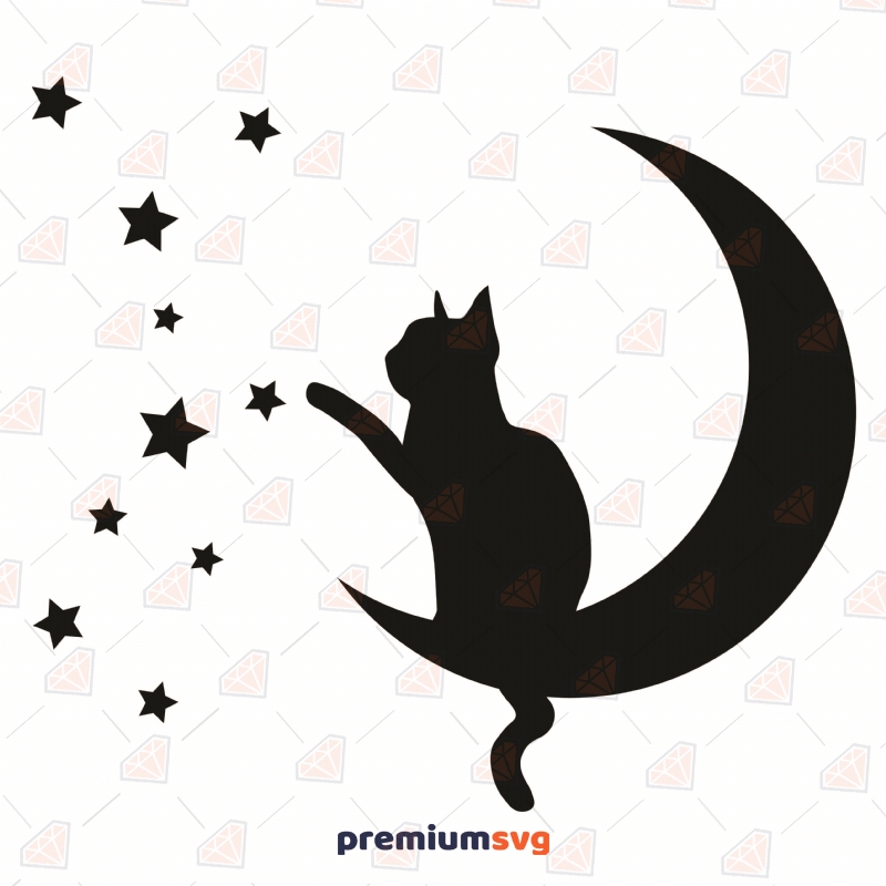 Card Making & Stationery Clip Art & Image Files Moon svg Cat Moon svg