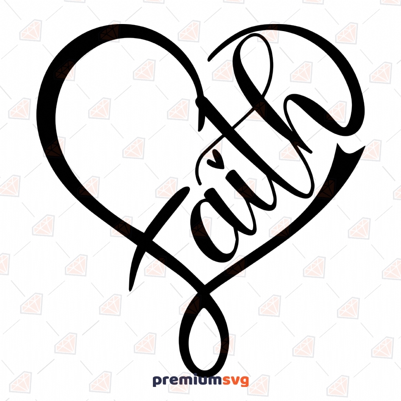 Faith Heart SVG Design, Faith SVG Vector Instant Download Christian SVG Svg