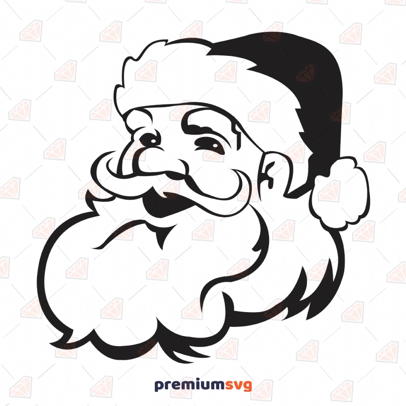 Black Santa Head SVG Cut Files, Instant Download Christmas SVG Svg