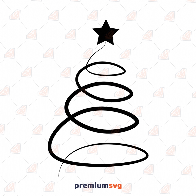 Line Christmas Tree with Star SVG Cut Files Christmas Svg