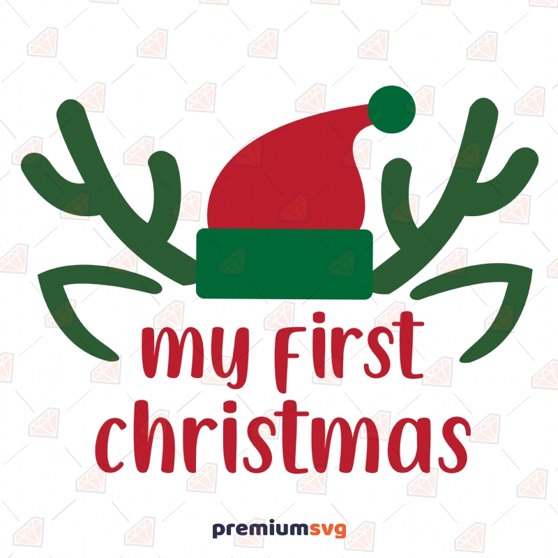 My First Christmas with Deer Horn SVG Cut Files Christmas SVG Svg