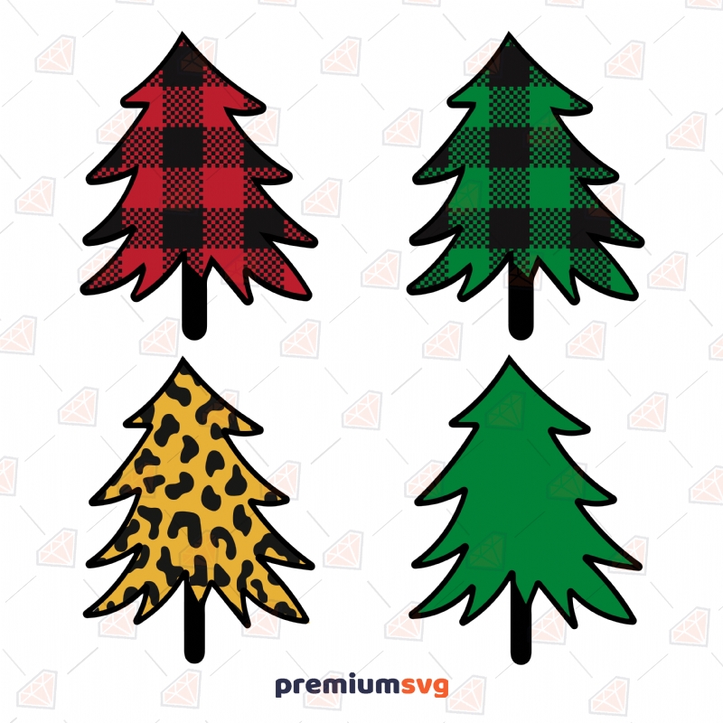 Plaid & Leopard Christmas Tree SVG Bundle Christmas SVG Svg