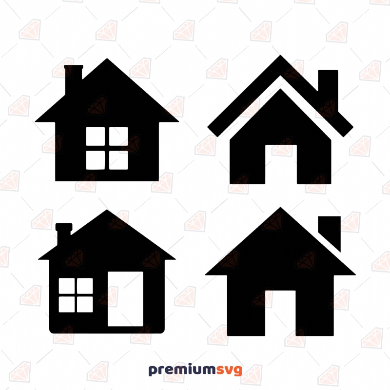 Simple Houses SVG Clipart Files, House Bundle SVG Instant Download Vector Illustration Svg