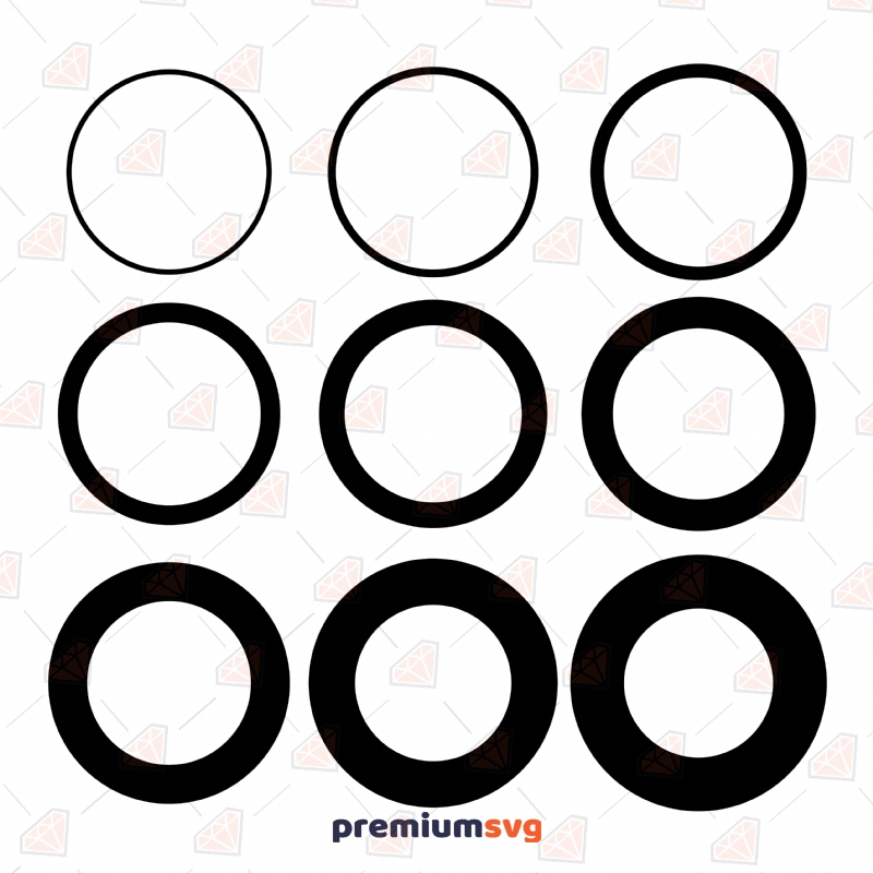 Circle in Different Thickness SVG, Instant Download Shapes Svg