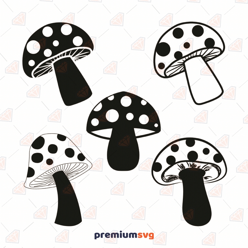 Polka Dot Mushroom Bundle SVG & Clipart Flower SVG Svg