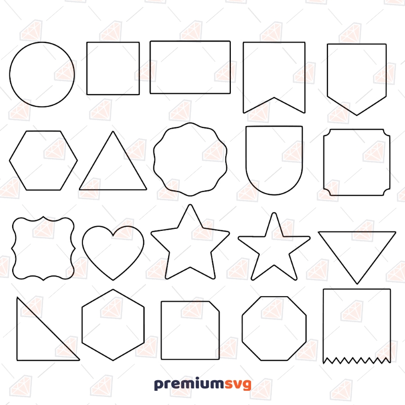 BASIC SHAPES SVG Bundle Basic Shape Outline Svg Bundle, Instant ...