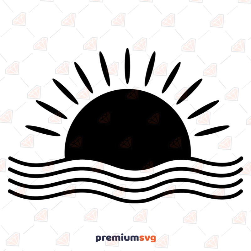 Ocean Sun Svg Vector Files, Sea Sun Clipart Vector Illustration Svg