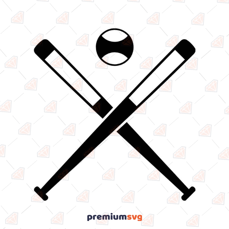 Crossed Baseball Bat and Ball SVG Cut File, Bat and Ball Clipart Baseball Svg
