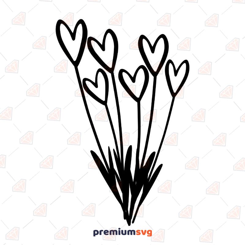Heart Bunch Svg Plant and Flowers Svg