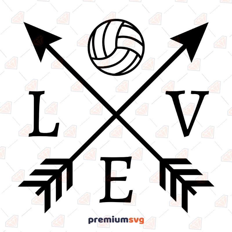 Love Volleyball Arrow SVG, Arrow Instant Download Volleyball Svg