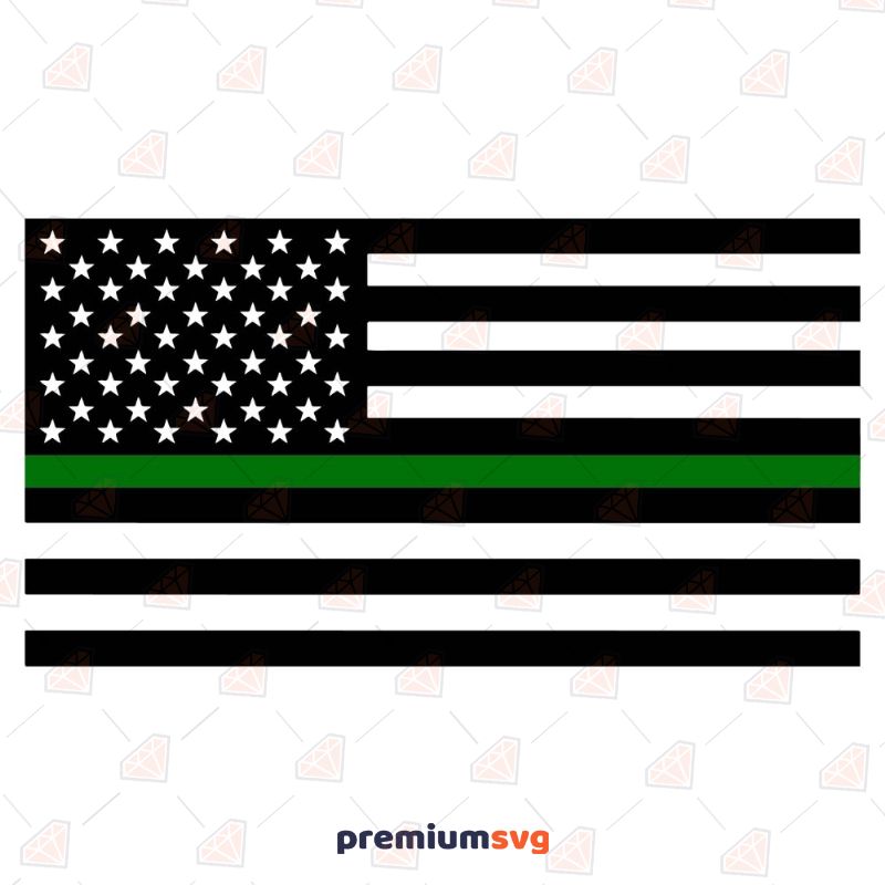 Thin Green Line Flag SVG, Green line USA Flag Instant Download USA SVG Svg
