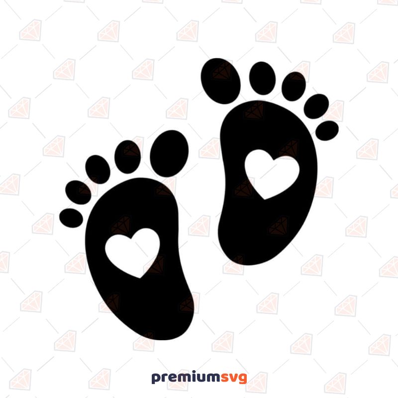 Baby Footprint With Heart Svg Baby Feet Clipart Premiumsvg