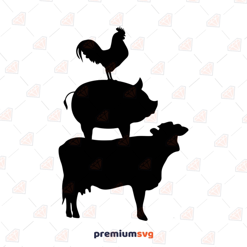 Farmhouse Animal SVG, Stacked Animals Design Instant Download Farm Animals SVG Svg