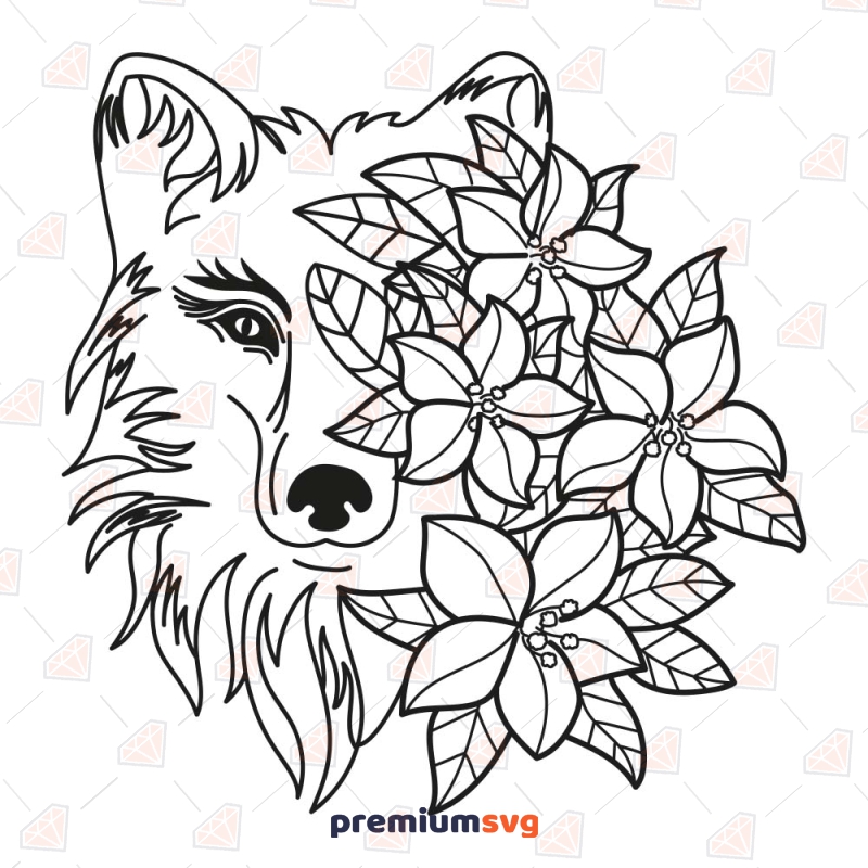Floral Wolf SVG Design Cut File Wild & Jungle Animals SVG Svg