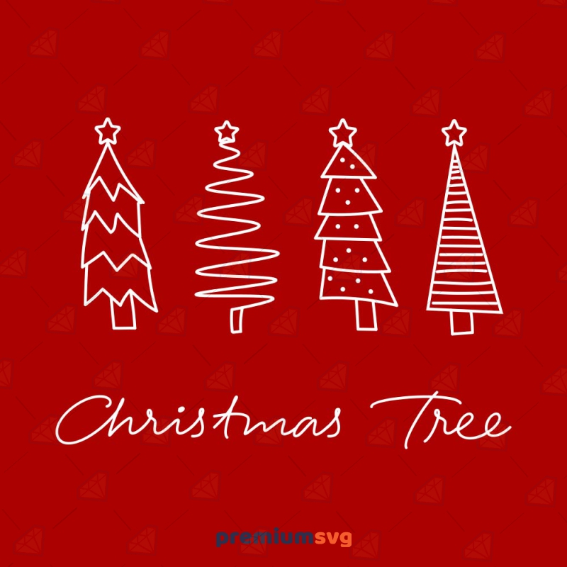 Hand Drawn Christmas Trees SVG for Shirt Christmas Svg