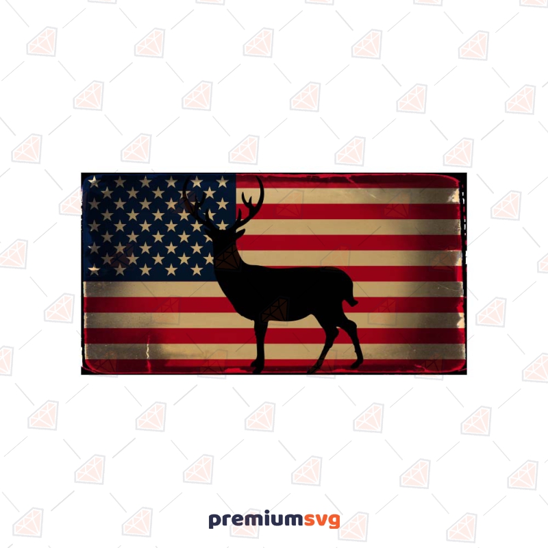 USA Flag with Deer SVG Design for Sublimation Sublimation SVG Svg