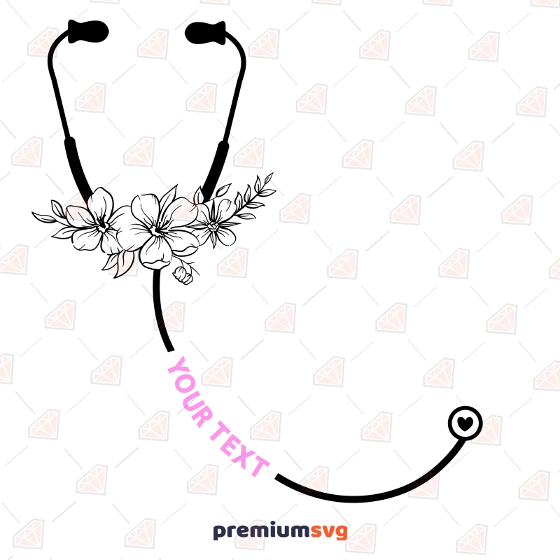 Floral Stethoscope Monogram SVG Design Nurse SVG Svg