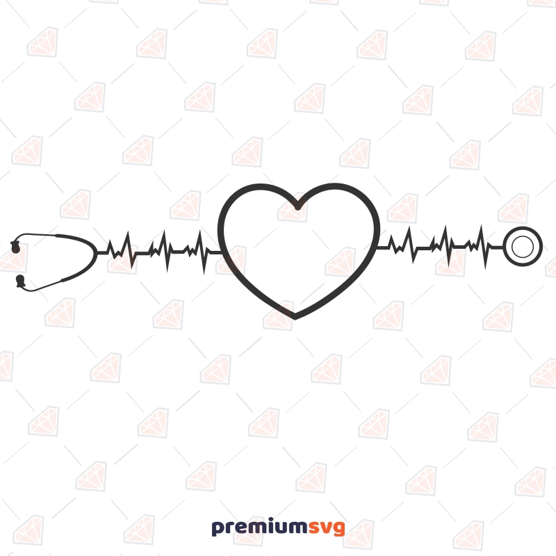 Stethoscope with Heartbeat SVG Design Nurse SVG Svg