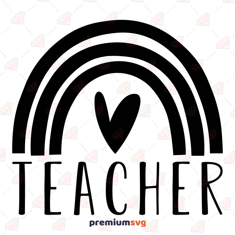 Teacher With Boho Rainbow Svg File Premiumsvg