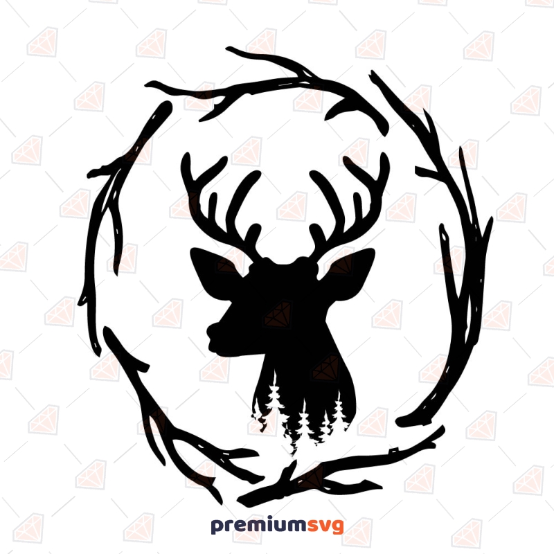 Deer with Tree Circle SVG Wild & Jungle Animals SVG Svg