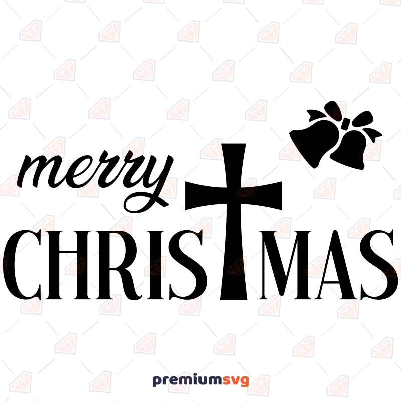 Merry Christmas with Bells SVG Cut File Christmas Svg