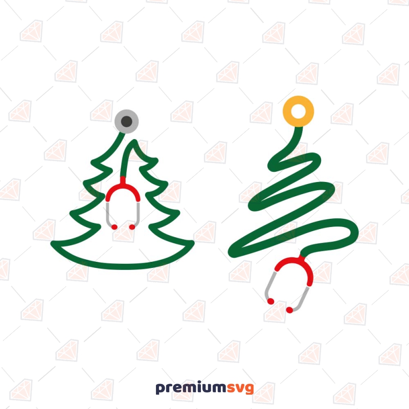 Stethoscope Christmas Tree SVG, Christmas Nurse SVG Christmas Svg