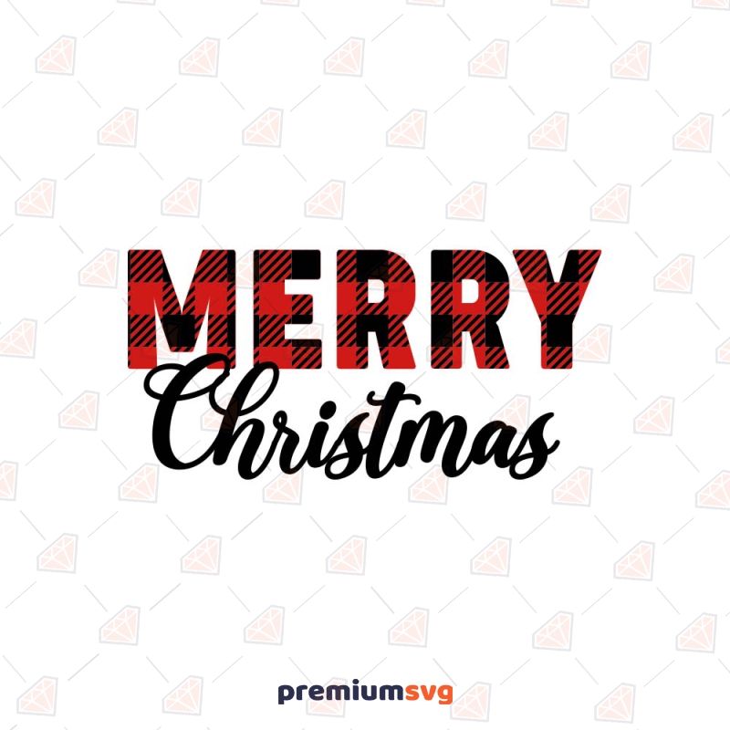 Striped Buffalo Plaid Merry Christmas SVG Cut File Christmas SVG Svg