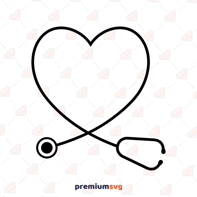Heart Stethoscope SVG, Heart Stethoscope Instant Download Medical Equipment Svg