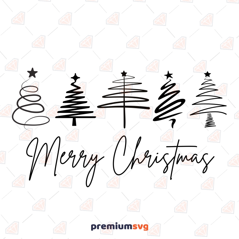 Merry Christmas with Tree SVG, Instant Download
