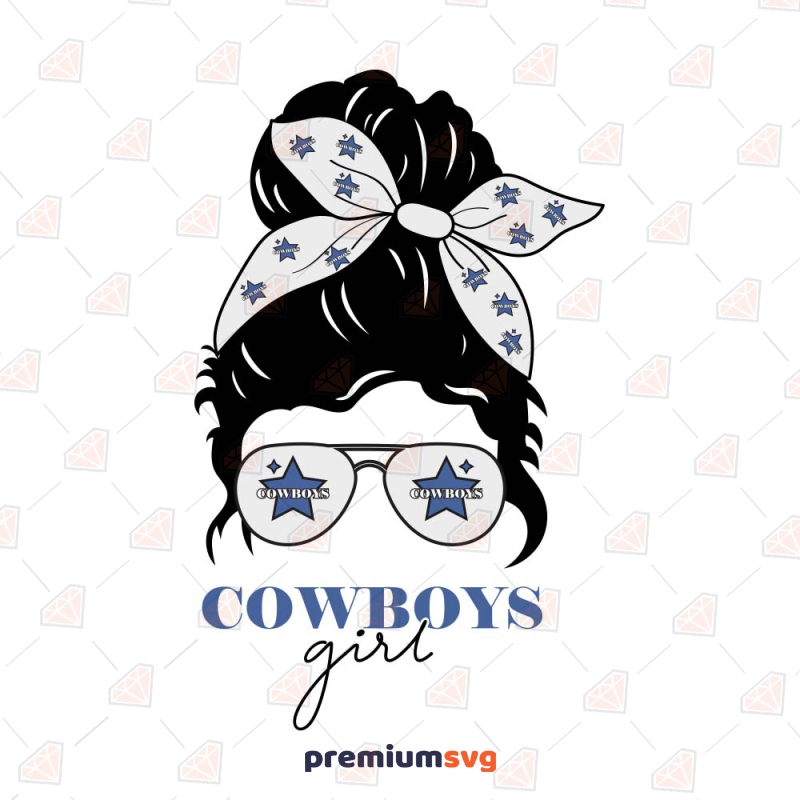 Cowboys Girl Messy Bun SVG Cut File, Messy Bun SVG Texas SVG Svg