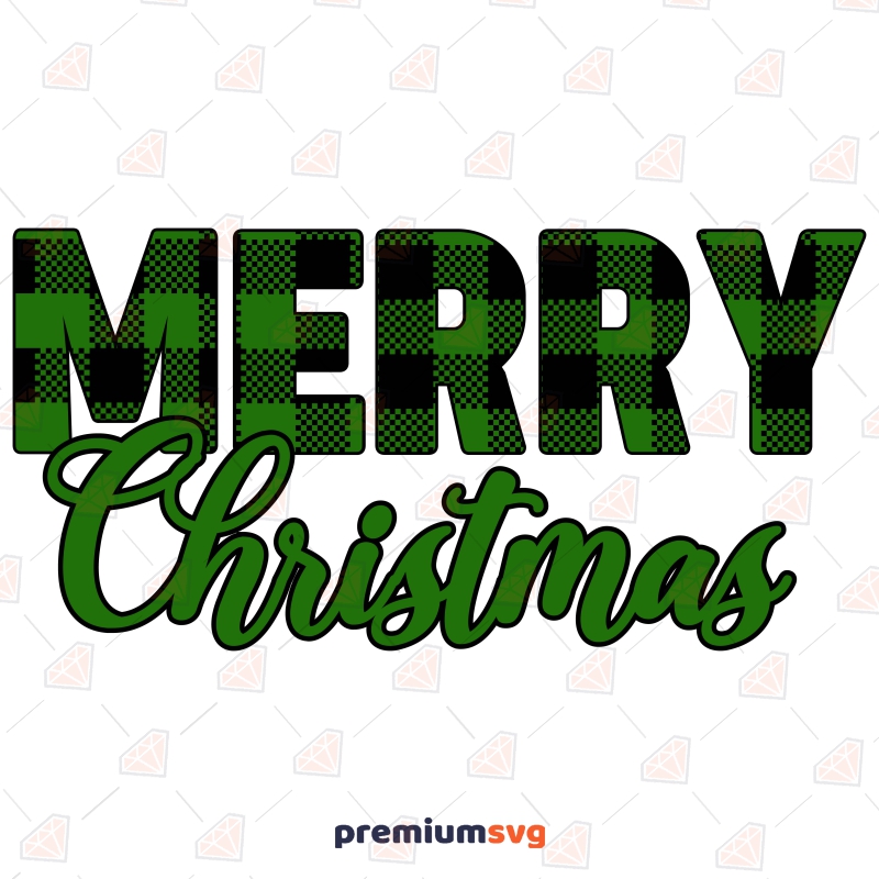 Merry Christmas with Green Buffalo Plaid SVG Christmas SVG Svg