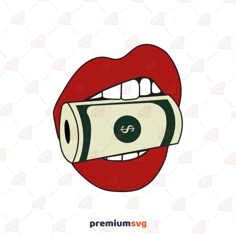 Lip Biting Money Roll SVG, Sexy Lips Bite SVG Beauty and Fashion Svg
