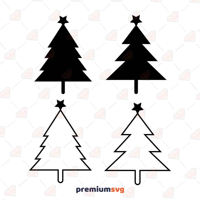 Black and White Christmas Tree SVG, Christmas Tree Clipart Christmas SVG Svg
