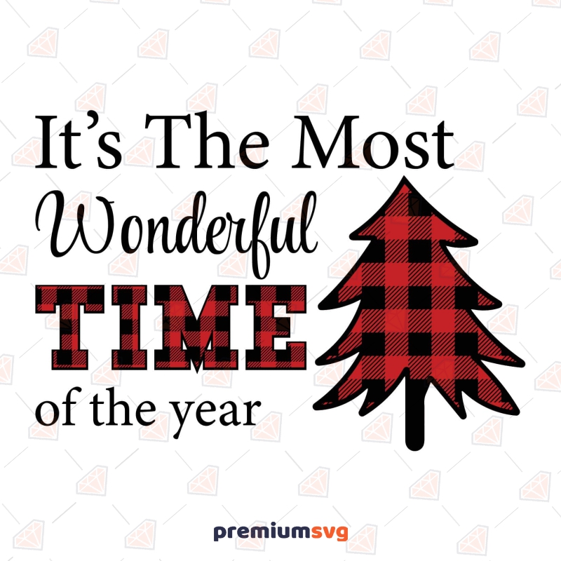 It's The Most Wonderful Time Christmas SVG, Red Buffalo Tree SVG Christmas Svg