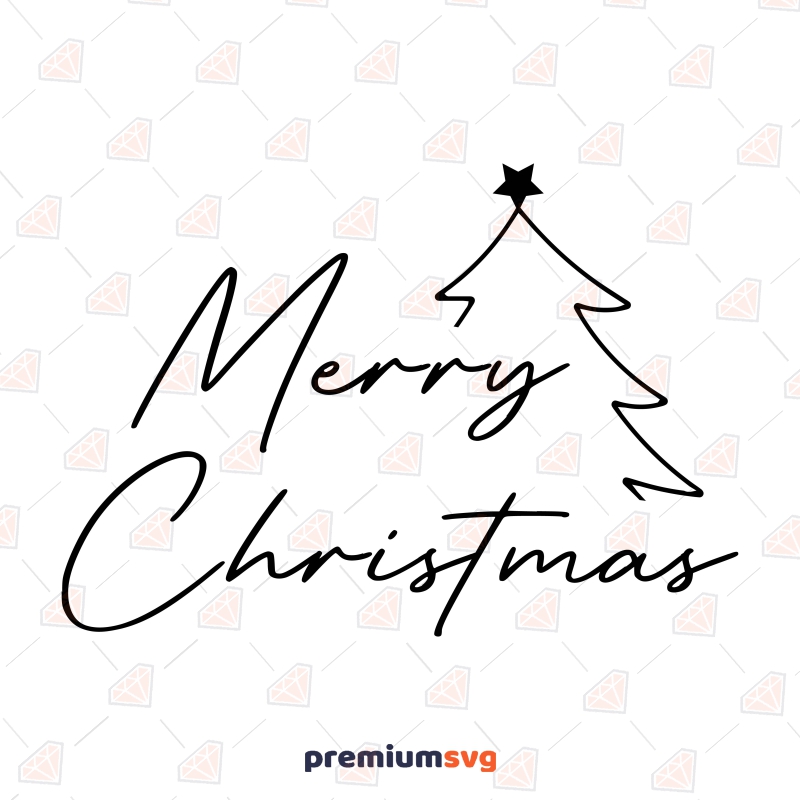Merry Christmas SVG with Tree for Shirt, Christmas Tree Vector Christmas SVG Svg
