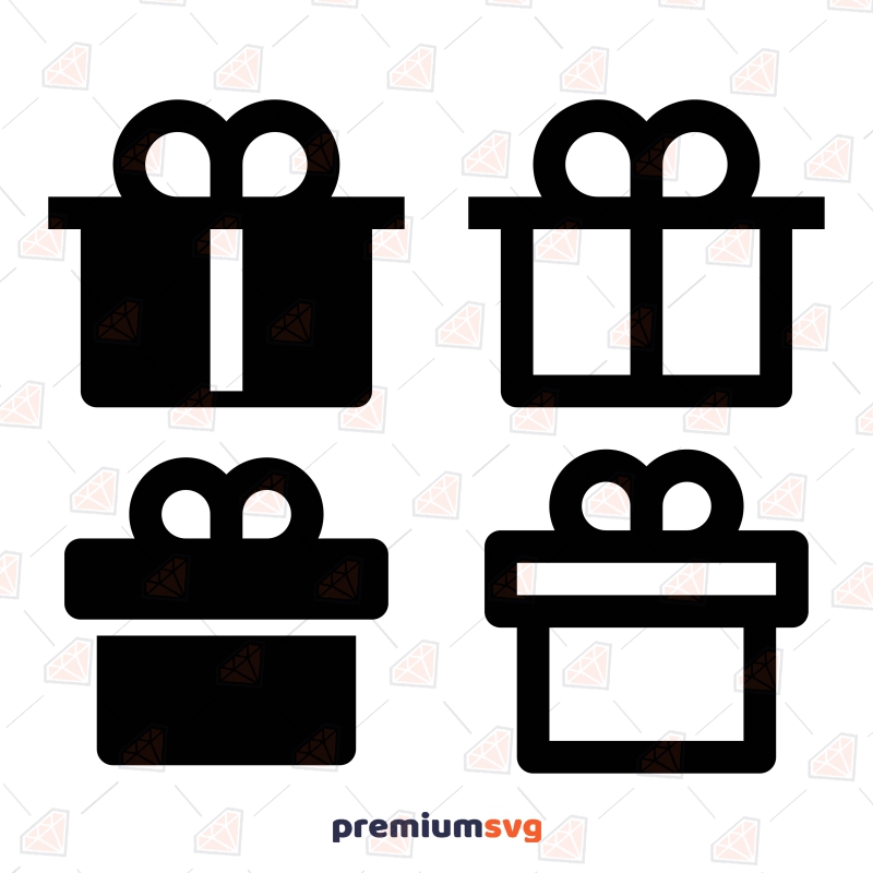 Gift Box SVG Bundle, Gift Box Clipart Black and White Icon SVG Svg