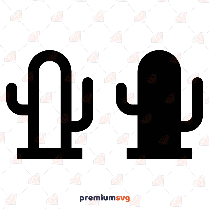 Black and White Cactus SVG Cut & Clipart File Icon SVG Svg