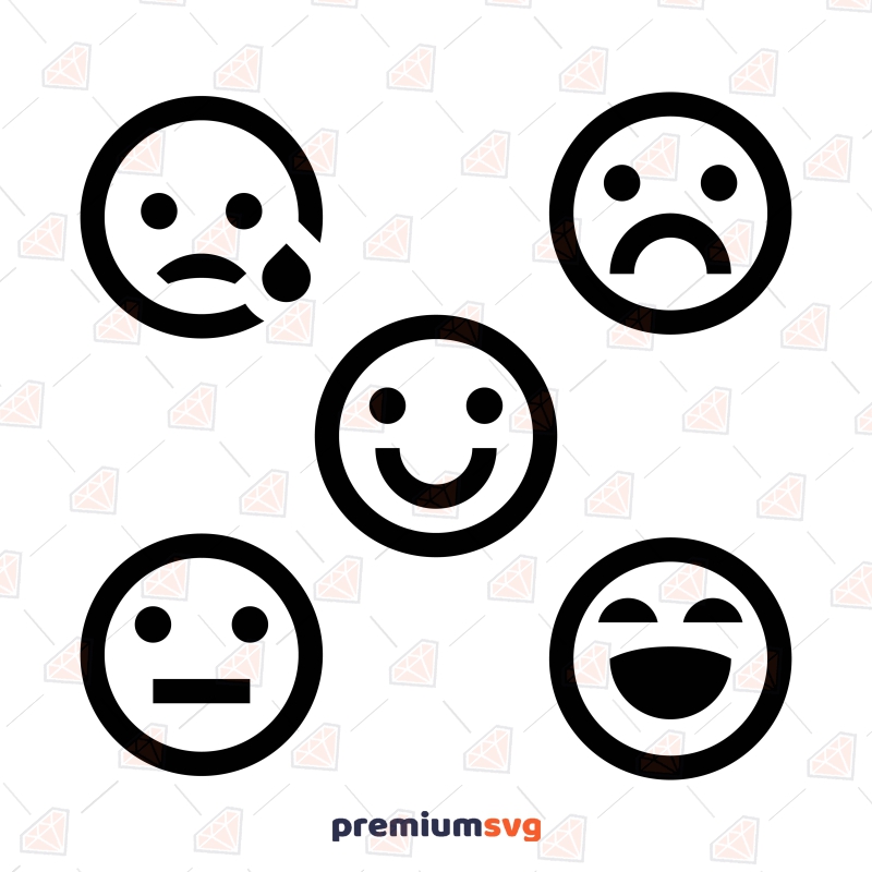Emojis SVG Bundle Black and White Icon SVG Svg