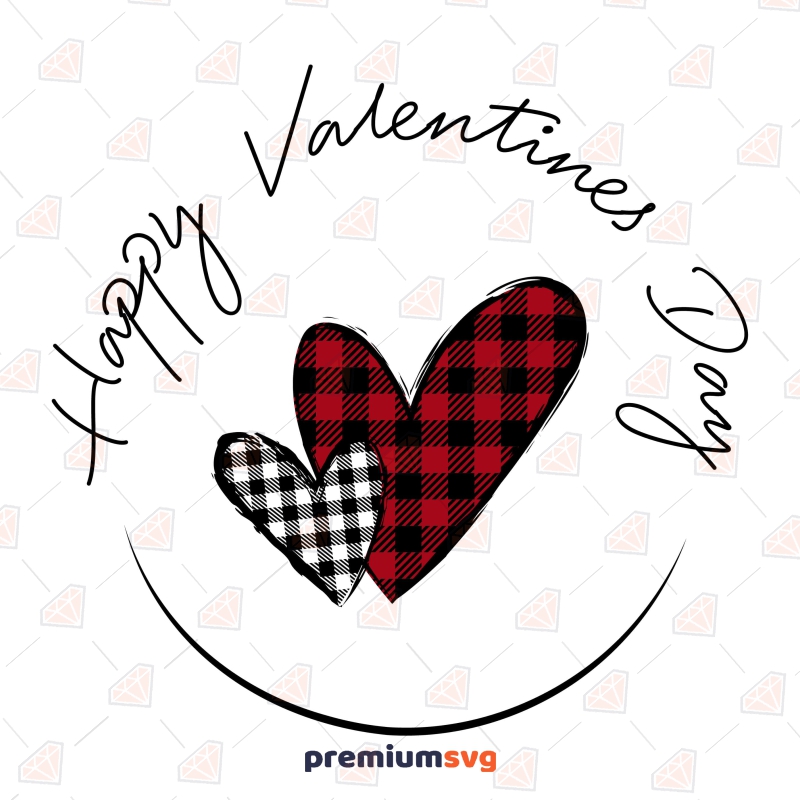 Happy Valentines Day SVG, Buffalo Plaid Hearts SVG Valentine's Day SVG Svg