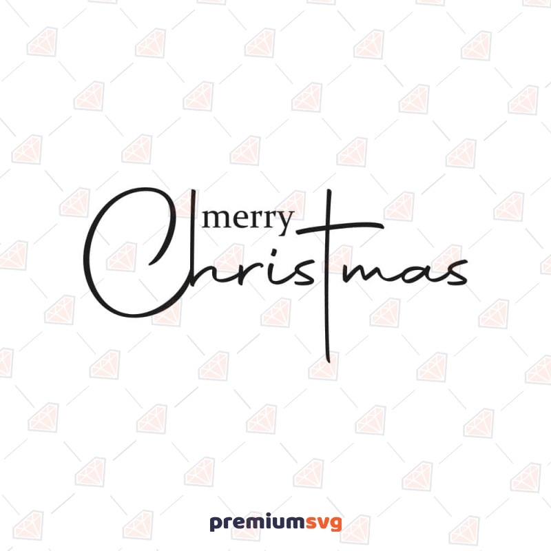 Handwriting Merry Christmas with Cross SVG Cut File Christmas Svg