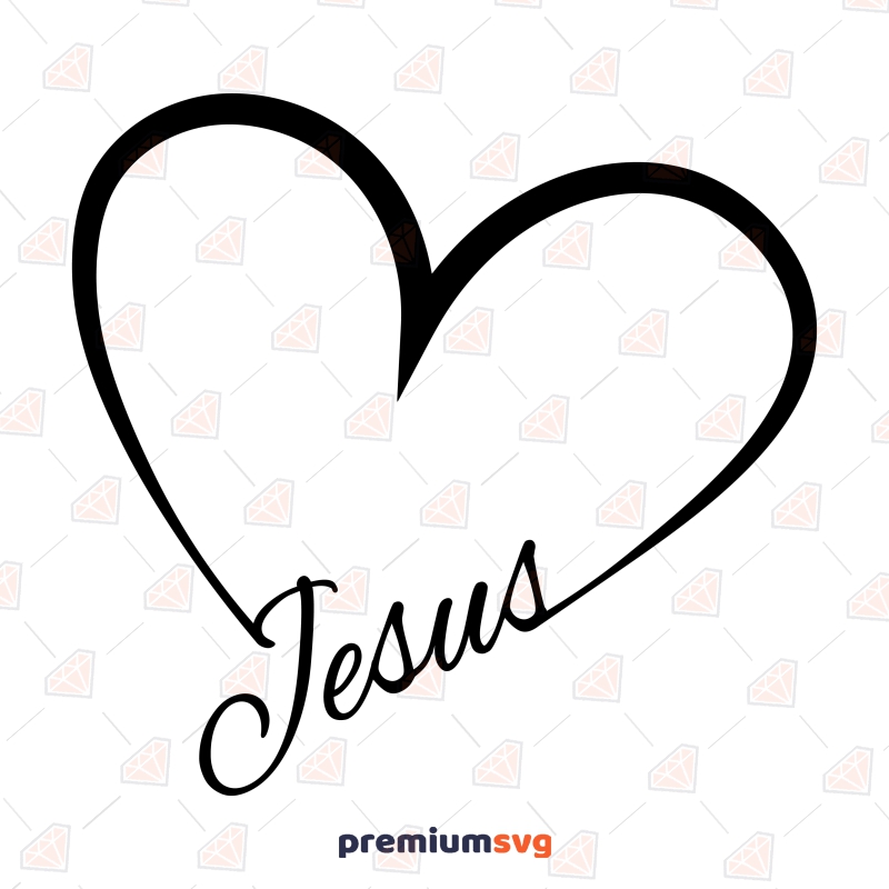 Jesus with Heart SVG Cut File, Love Jesus SVG Vector Christian SVG Svg