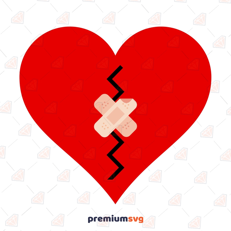 Sewn Up Broken Heart SVG, Broken Heart SVG Vector Image Valentine's Day SVG Svg