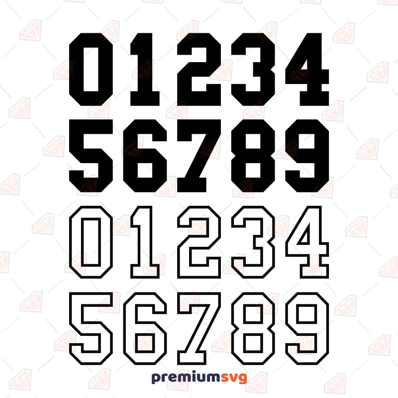 Sport Numbers SVG Cut File, Black Numbers SVG Bundle Symbols Svg