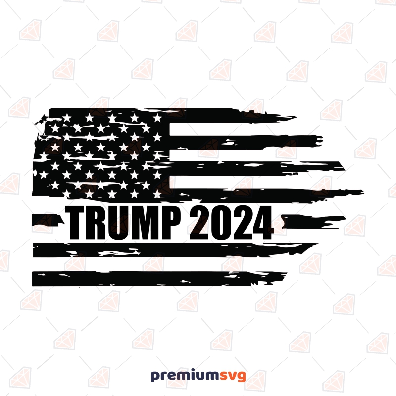 Trump 2024 Distressed USA Flag, USA Flag Trump 2024 Instant Download USA SVG Svg
