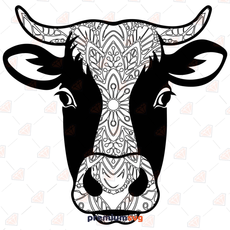 Mandala Cow SVG Cut File, Zentangle Cow SVG Wild & Jungle Animals SVG Svg