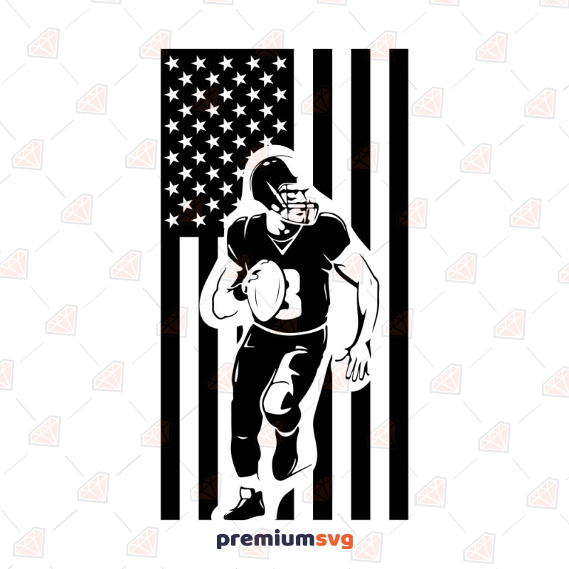 American Flag with Football Player SVG Cut File Football SVG Svg