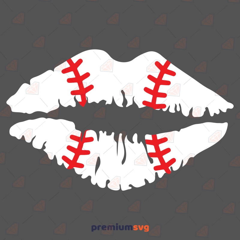 White Baseball Lips SVG Cut File, Instant Download Baseball SVG Svg
