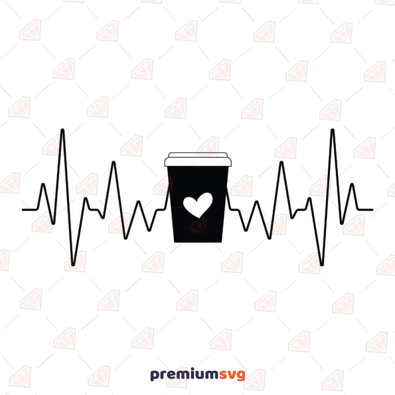 To Go Coffee Cup Heartbeat SVG Cut File, Coffee Beat Vector Files Coffee and Tea SVG Svg