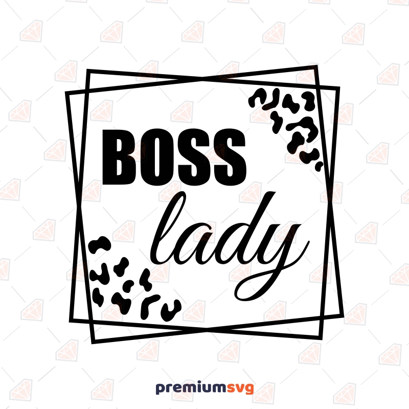 Boss Lady SVG, Girl Boss Square Leopard SVG Cut File T-shirt SVG Svg