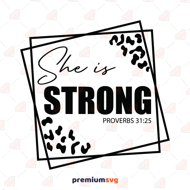 Double Rectangle She Is Strong SVG Cut File Christian SVG Svg